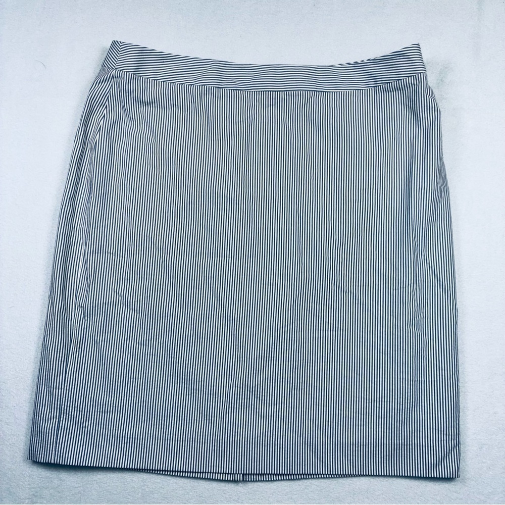 Brooks Brothers 364 Size 12 Blue White Seersucker Pencil Skirt Lined Preppy